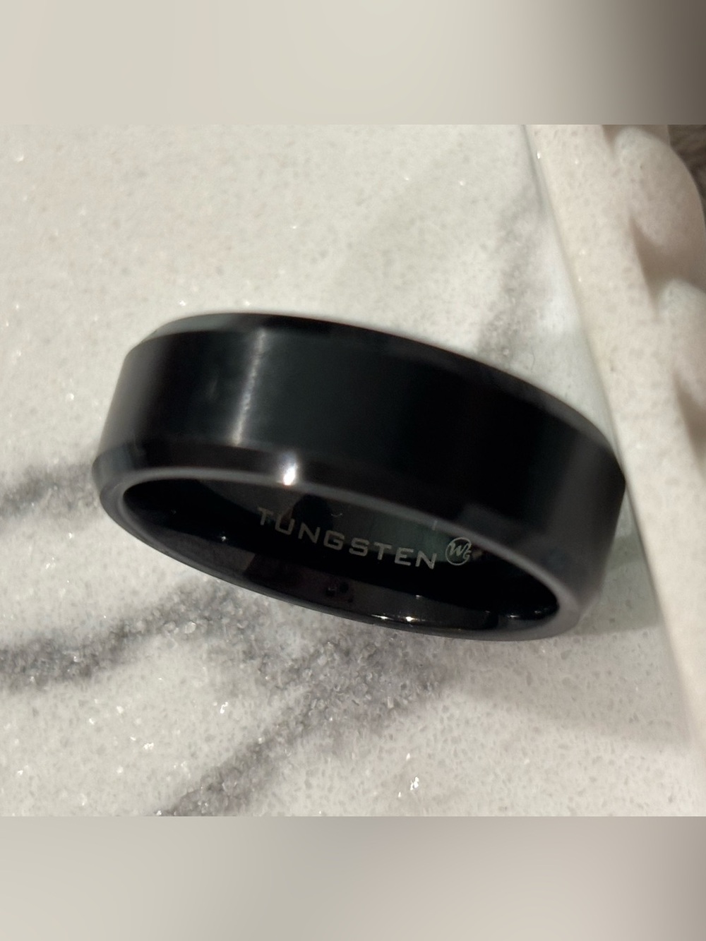 TUNGSTEN® Men's Black Tungsten Carbide Ring — Sleek Polished Band